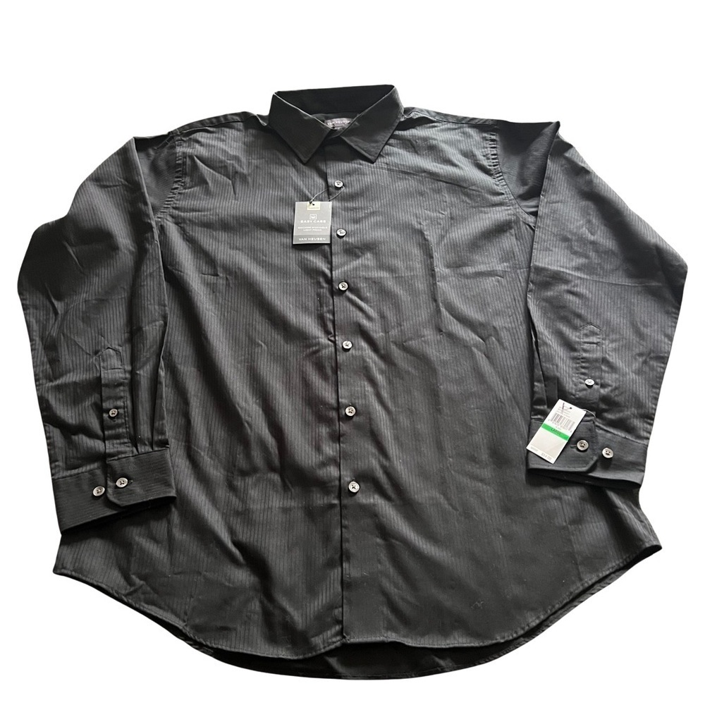 Men’s VAN HEUSEN Black Pin Striped Button Down Shirt XLARGE 16-16 1/2 BRAND NEW - Picture 5 of 6